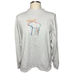 Coldwater Creek Vintage Embroidered Moose Long Sleeve Top